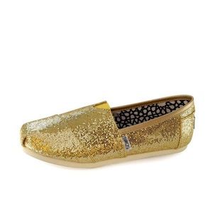 TOMS Gold Sequin Classic Size 7